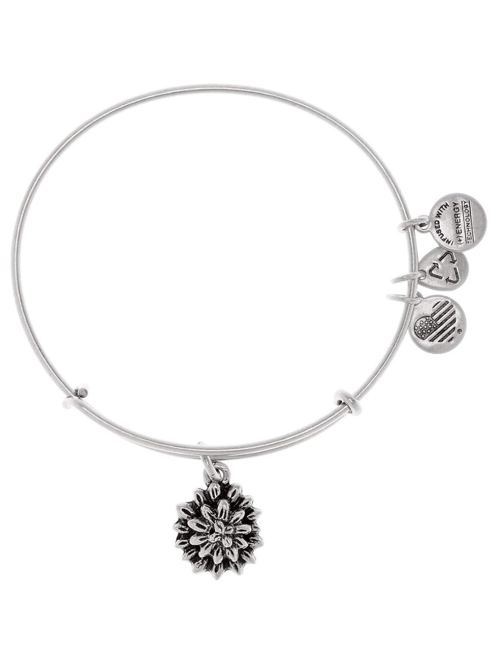 Alex and Ani Water Lily Charm Bangle Bracelet - Silver